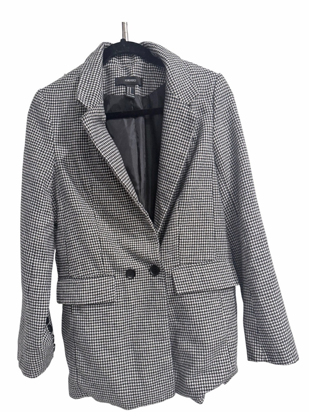 Forever 21 Black & White Houndstooth Blazer Jacket